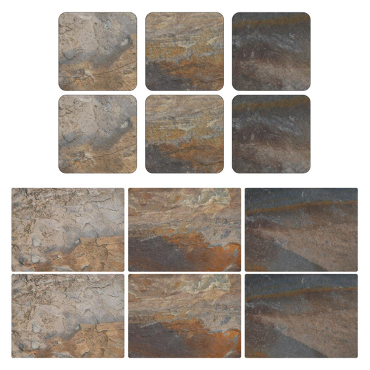 Pimpernel Earth Slate Design Placemats and Coasters Set of 6