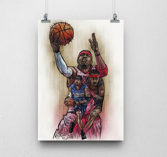 Allen Iverson Poster, Wall Art, Sports Fan Art, Print, Kids Decor Digital Posters
