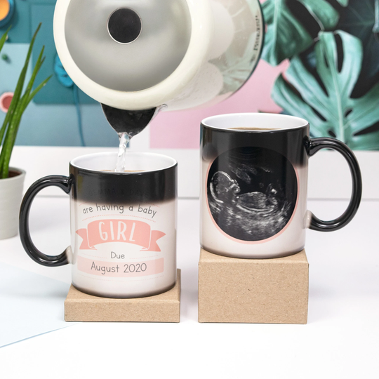 Personalised Baby Scan Colour Changing Mug, Custom Announcement For Grandparent, Gift Grandma Grandpa