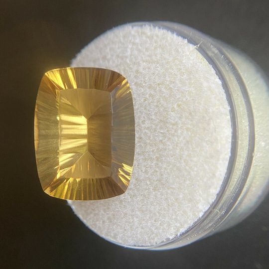 Bright Orange Yellow 9.37Ct Citrine Fancy Concave Cushion Cut Gemstone 16x12mm