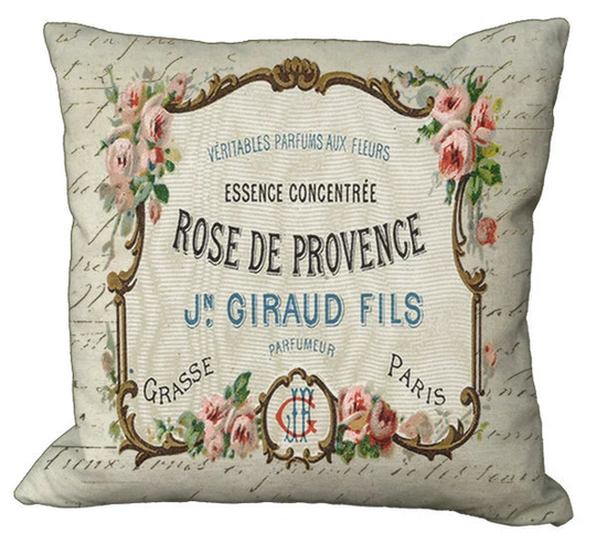 French Rose Natural Perfume Label Choice Of 14x14 16x16 18x18 20x20 22x22 24x24 26x26 Inch Pillow Cover