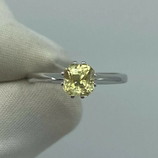 Igi Certified 1.03Ct Untreated Ceylon Yellow Sapphire White Gold Solitaire Ring