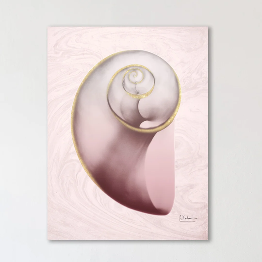Marble Blush Snail 2 - Wrapped Canvas Graphic Art Print