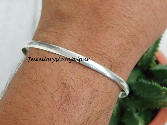 925 Sterling Silver Cuff Bangle Bracelet Adjustable Bangle Handmade