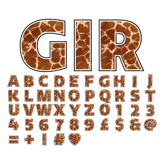 Giraffe | Alphabet Digital Letters Animal Print Block Font