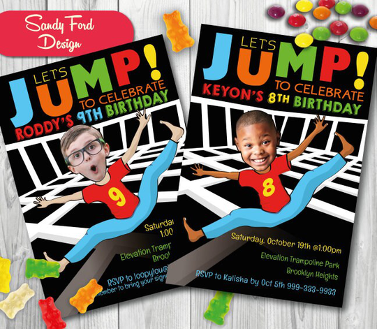 Trampoline Bounce House Birthday Party Invitation For Boy - Personalized With Your Photo Digital File