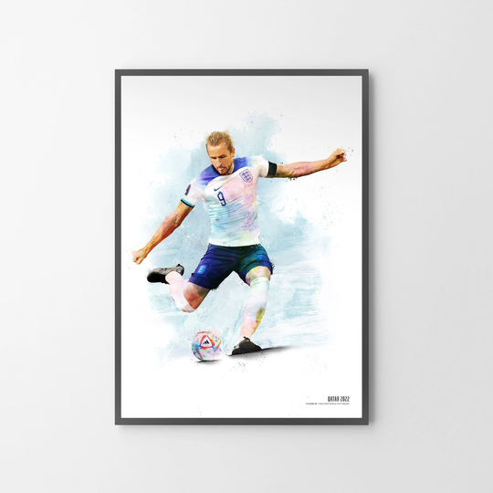 Harry Kane England Qatar 2022 Football World Cup Edition Poster Print | Art Gift Illustration | Unframed