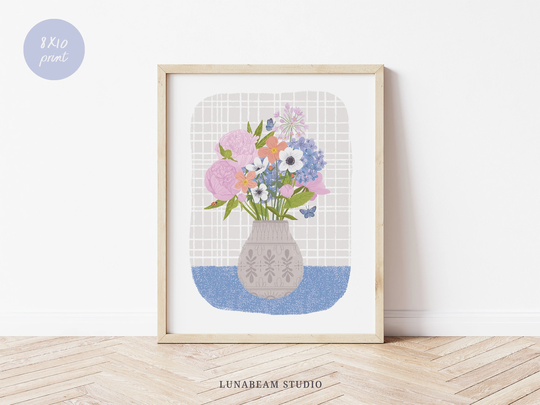 Flower Art Print, Floral Spring Decor, Bouquet Gifts, Birthday Gift, Mothers Day I Love You Wall