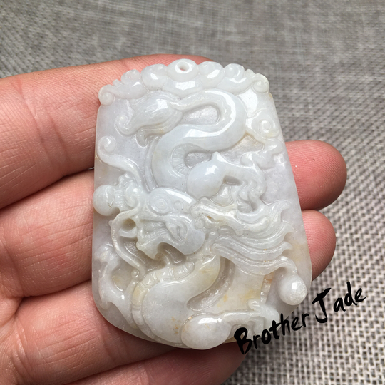 Free Shipping -Aaa Natural Jade Pendants Jadeite A Goods- Dragon - The Mythical Wild Animal Bead Pandent 22.1G -N332