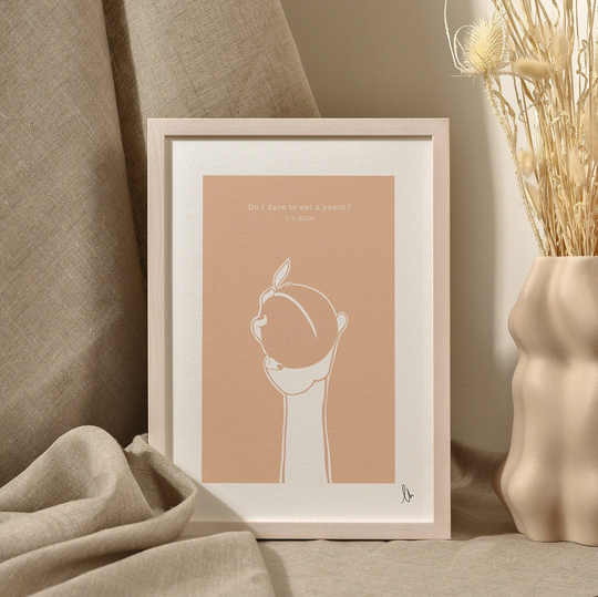 Do I Dare To Eat A Peach T S Eliot, Poetry Lover Gift, Poem Quote Art Print, Love Song Poet Poster, A4, A3