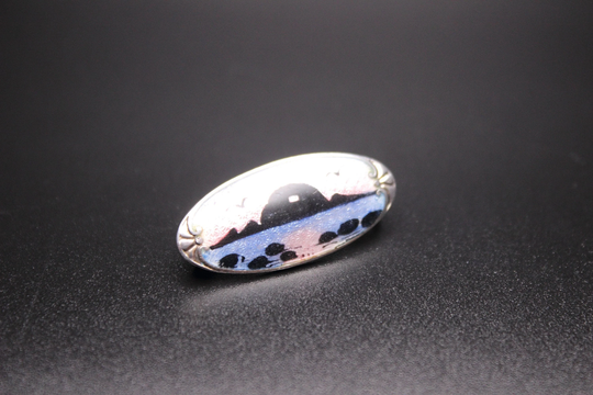 Edvin Kristiansen Brooch - Norwegian Sterling Silver & Guilloche Enamel Midnight Sun C1940 Free Delivery