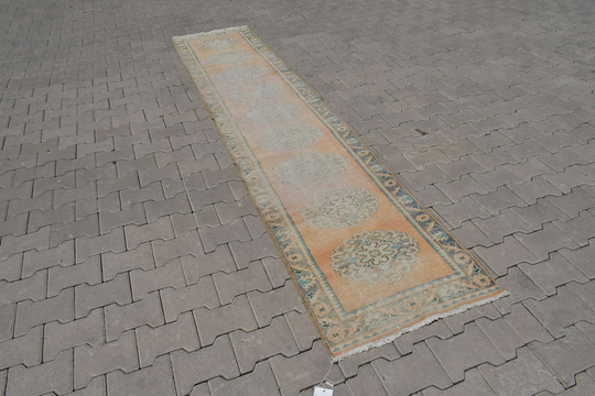 2x11 Runner Rug, Muted Rug, 2'23x10'89 Ft, Vintage Runner, Oushak Rug, Turkish Runner, 2x10 Runners, Anatolian Runner, Hallway