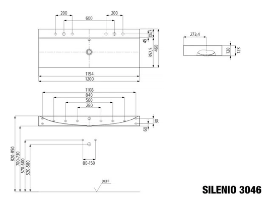 Silenio wall mounted double washbasin