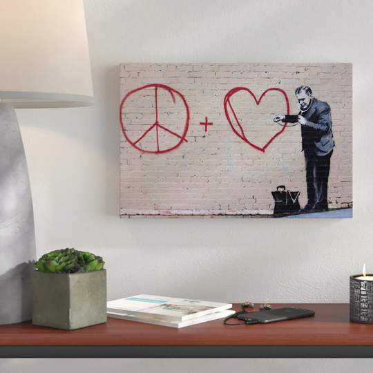 Peaceful Hearts Doctor by Banksy - Wrapped Canvas Graphic Art Print