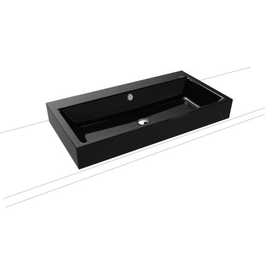 Puro Black Steel Enamel Rectangular Bathroom Sink with Overflow