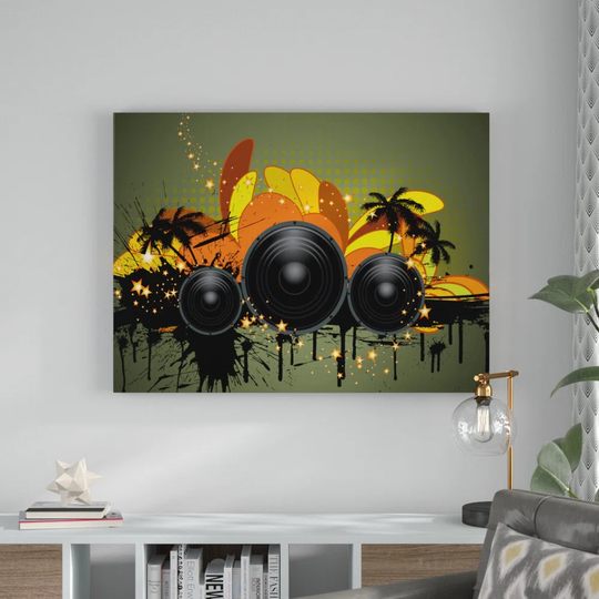 Musical Grunge Background II - Wrapped Canvas Graphic Art Print