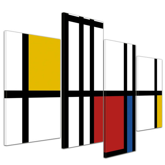Abstract Geometry 4 Piece Graphic Art on Canvas Set