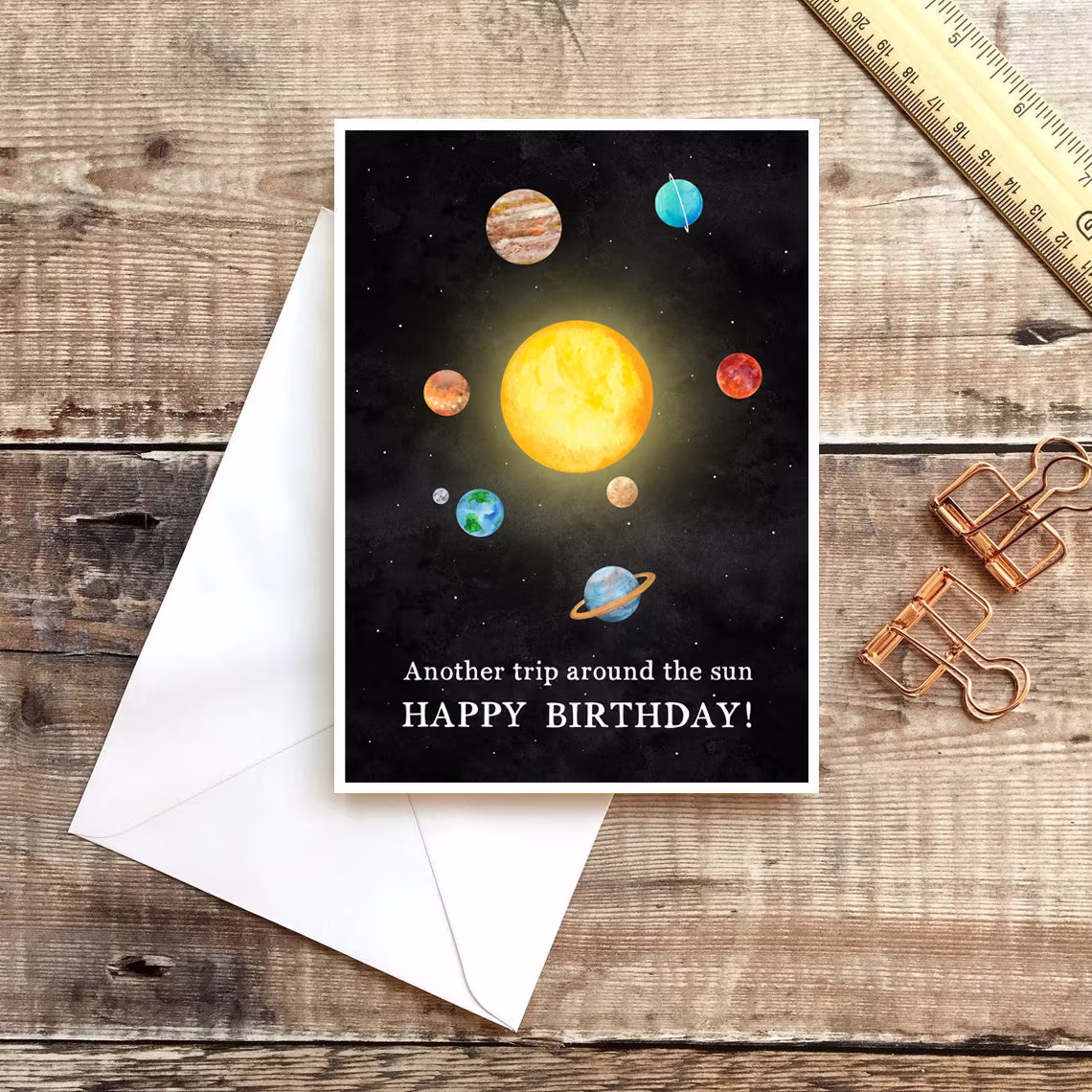 Another Trip Around The Sun, Birthday Card, Space Planets Solar System Happy Kids Card