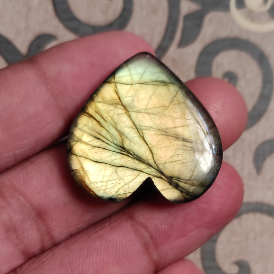 Heart Shape Labradorite Cabochon 30x30 Mm Flashy 53 Cts Gemstone Loose Stone For Jewelry Supplies
