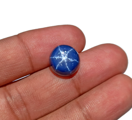 9.60 Cts Aaa Star Blue Sapphire-Star Sapphire Gemstone-Genuine Round Shape Cabochon-Linde Loose Stone-12x12 Mm