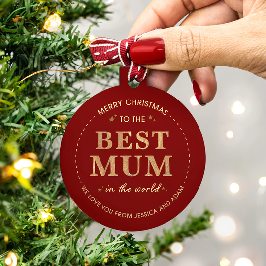 Personalised Best Mum Christmas Bauble - Custom For Thank You Tree Ornament Mom Decoration