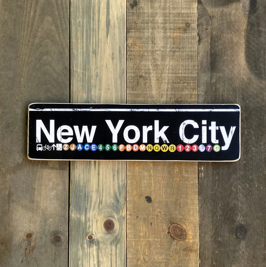 New York City Neighborhood Hand Crafted Horizontal Original Wood Subway Sign - Ny Decor, Nyc Art, Ny Gift