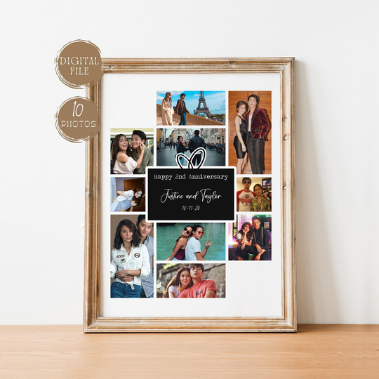 Digital 1 Year Anniversary Gift For Boyfriend, Custom First Collage Gift, Together, One Down, Him