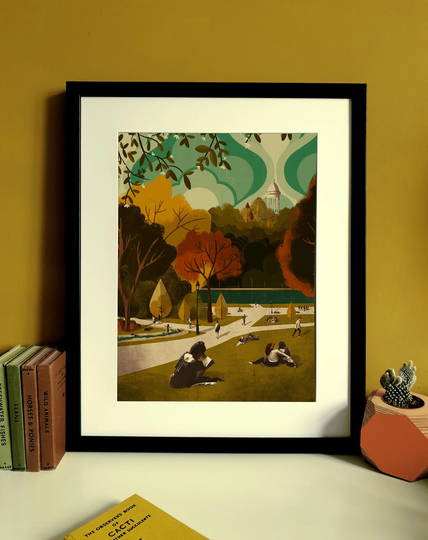Paris Parc Des Buttes Chaumont Illustration Poster A3
