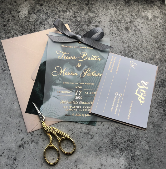 Photo Foil Vellum Wedding Invitations