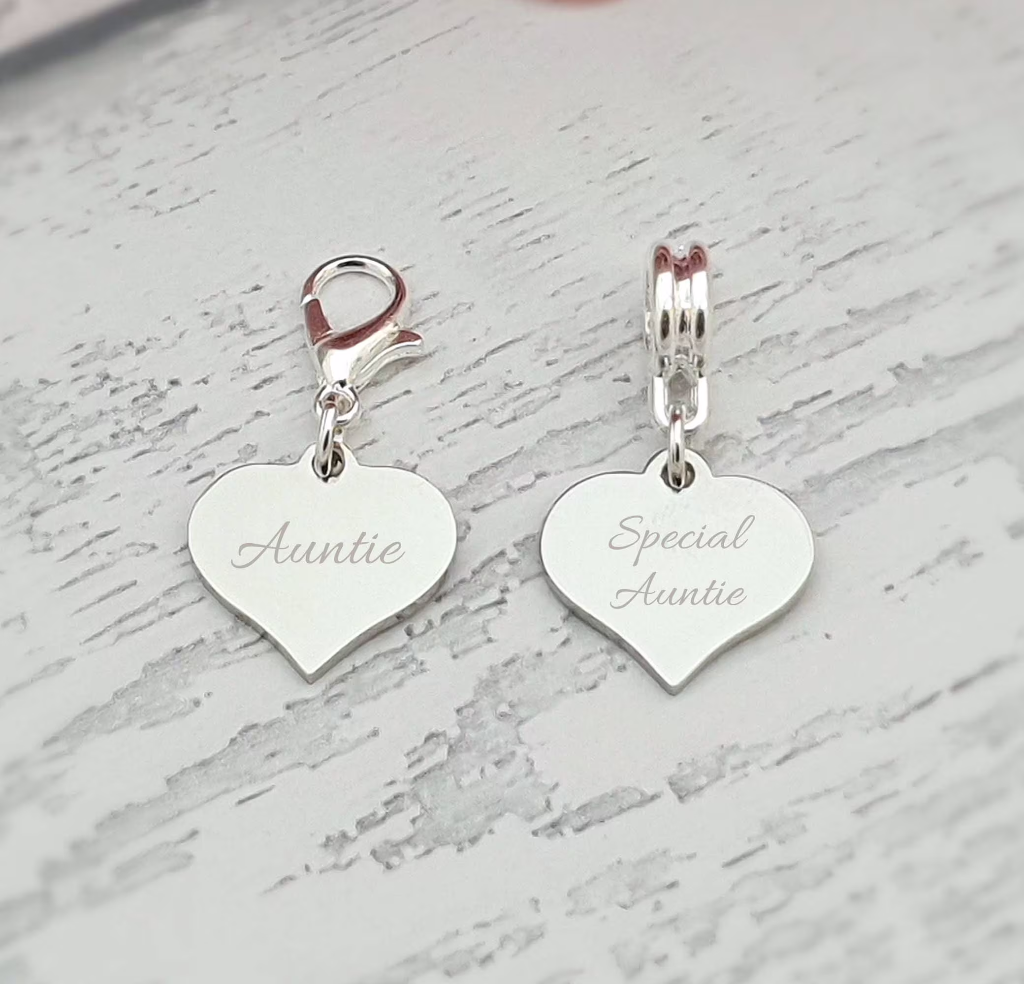 Sanabelle™ Personalised Engraved Special Auntie Charm With A Lobster Clasp Or Bail Fits European Bracelets
