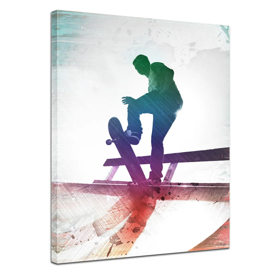 Grungy Skateboarder Framed Graphic Art on Canvas