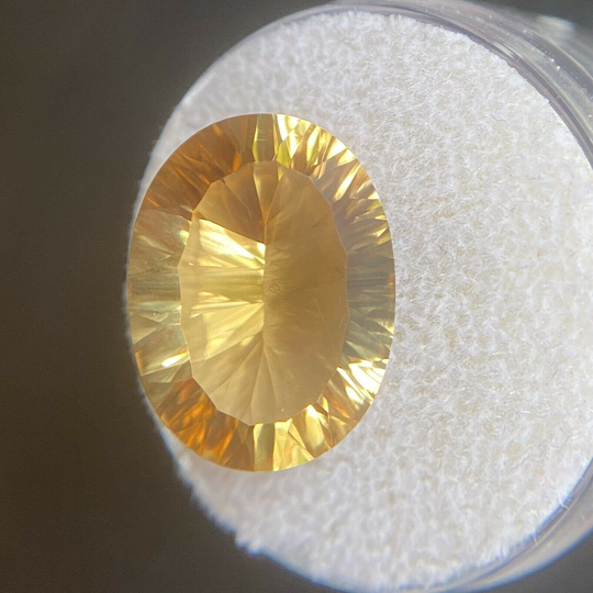 Bright Orange Yellow 8.58Ct Citrine Fancy Oval Concave Cut Gemstone 16.3x13.2mm