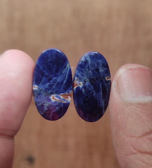 Sodolite Cabochon Pair, 22x12mm Oval Shape Gemstone 16 Ct Loose Cabochon , Gemstone & Cabs, Multi Blue , Making For Jewellry