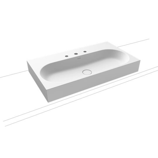 Alpine White Matt Steel Enamel Rectangular Countertop Basin Bathroom Sink