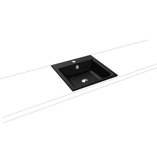 Black Steel Enamel Square Bathroom Sink with Overflow
