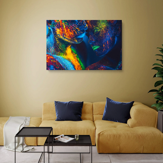 Neon Love Large Canvas Prints, Art Print, Abstract Giclée Wall Decor, Modern