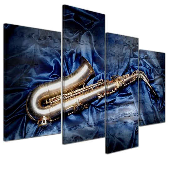 Saxophone 4 Piece Graphic Art on Canvas