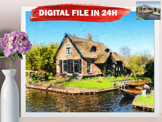 Custom House Portrait On Framed Print, Personalized Home Gift, Housewarming Our First/New Realtor Oil Painting Art