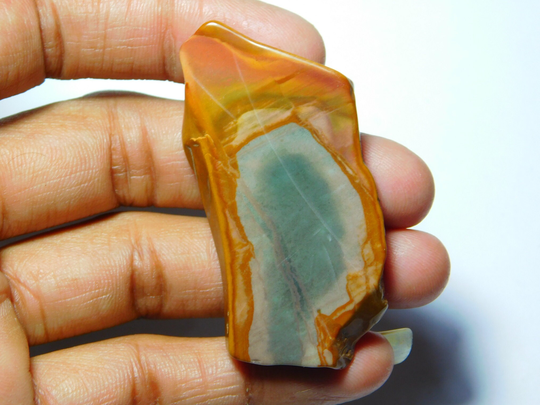 Natural Polygram Jasper Slice Cabochon Gemstone Top Quality Loose Stone 76Cts.(52x26mm