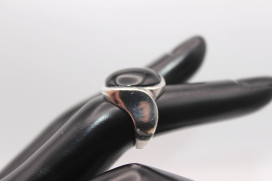 Nils Erik From - Danish 925 Sterling Silver & Onyx Ring, Size L | Nils From, Denmark Free Delivery
