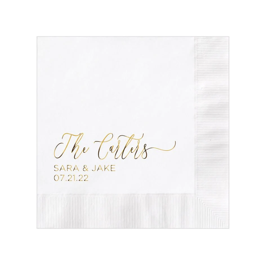 Personalized Wedding Napkins Custom Monogram Beverage Cocktail Cake Dessert Appetizers Bar Printed Napkin Luncheon Dinner Guest Towel