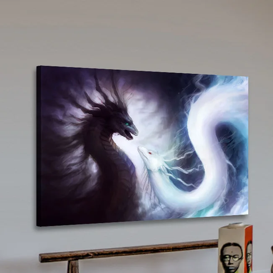 Yin and Yang Dragons by Jonas Jödicke - Wrapped Canvas Graphic Art Print