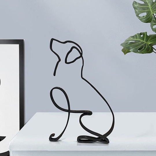 Abstract Character Iron Sculpture | Dogs & Cats Handmade Pet Sculptor Line Art Pets Lovers