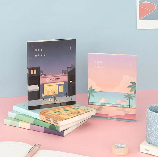 2023 Refreshing Planner With PVC Cover - Weekly & Monthly 6 Colors | Diary Bookmark Cafe Agenda