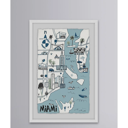 Miami Landmarks - Picture Frame Graphic Art Print on Paper