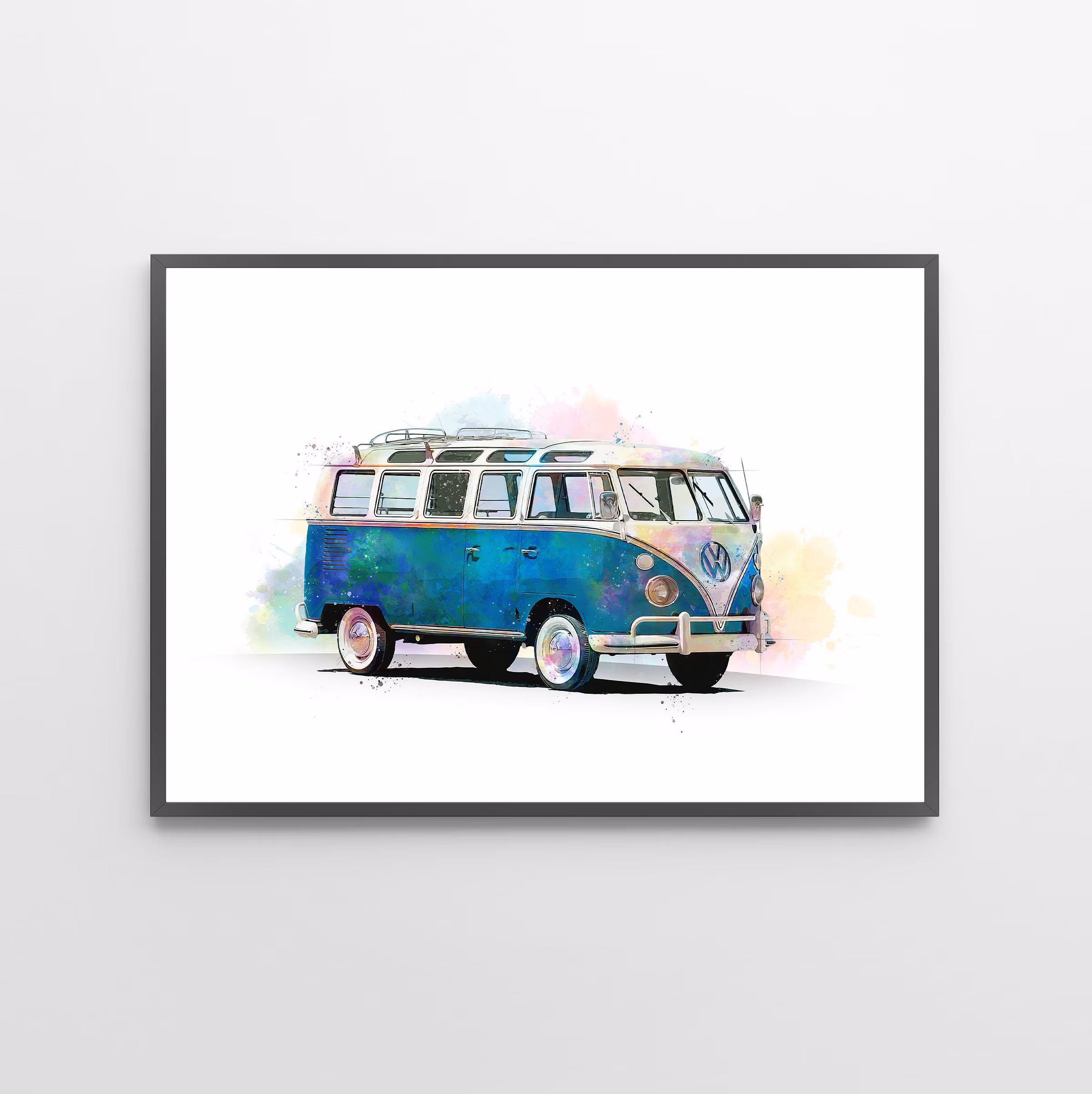 Classic Volkswagen Camper Van | Poster Print Illustration | Unframed