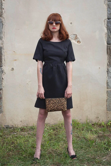 Mod Little Black Scalloped Dress Baby Doll A Line 60S Scooter Custom Made
