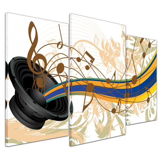 Musical Grunge Background 3-Piece Graphic Art on Canvas Set