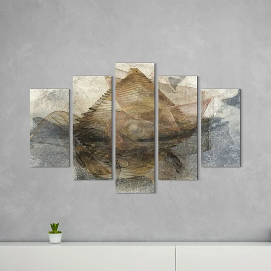 Enigma Sculpture 1350 Abstract 5 Piece Graphic Art Print Set on Canvas
