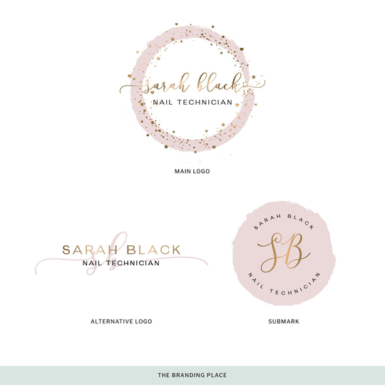 Gold Logo Design, Nail Technician Logo, Feminine Event Planner Photography Logo | Calligraphy Branding, Branding Kit | No.170